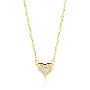 Colier argint placat cu aur galben cu inima si pietre DiAmanti Z1767NG-DIA (Argint 925‰ 2,2 g.)